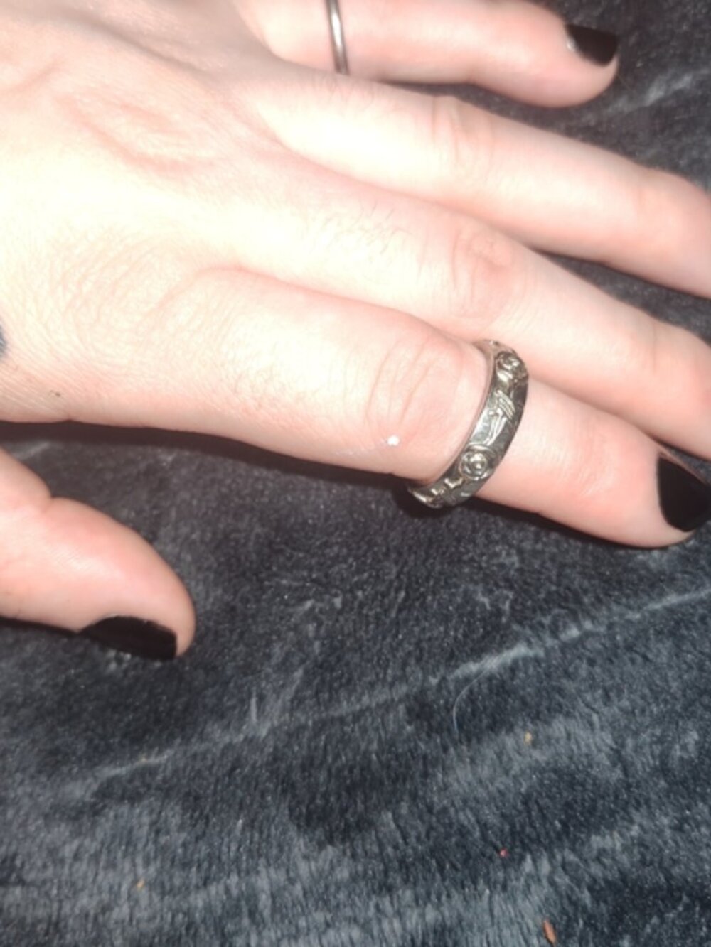 Silver Ring with Rose& Barbed Wire Design.